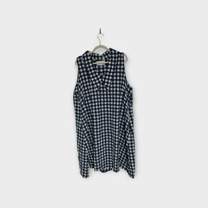 Sleeveless Navy and White Gingham Tunic Shift